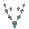 Silver Southwest Jewelry Multicolor Earrings Link Necklace Set PX36873
