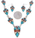 Genuine Silver Multicolor Southwest Link Necklace Earrings PX36864