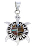 Southwest Multicolor Sterling Silver Turtle Pendant Jewelry EX28658