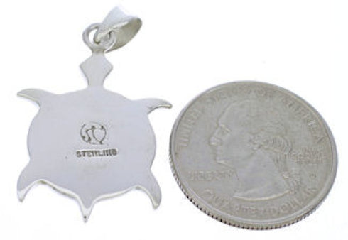 Southwest Multicolor Sterling Silver Turtle Pendant Jewelry EX28658