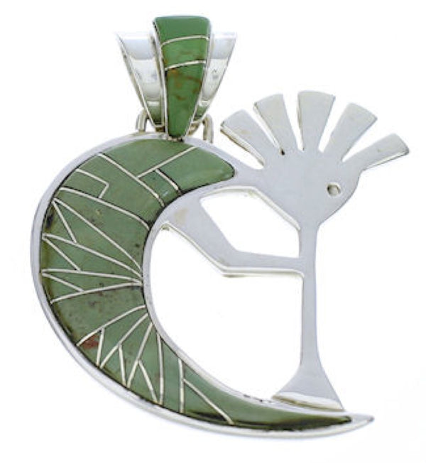 Kokopelli Turquoise Inlay Southwestern Silver Pendant EX28674