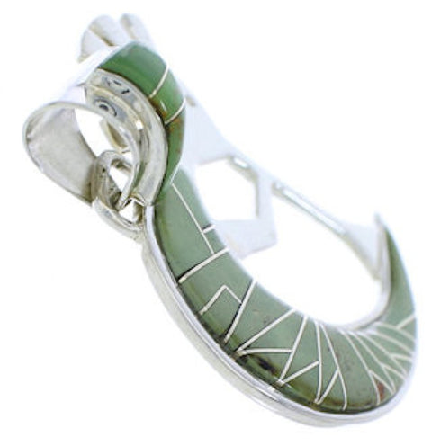 Kokopelli Turquoise Inlay Southwestern Silver Pendant EX28674