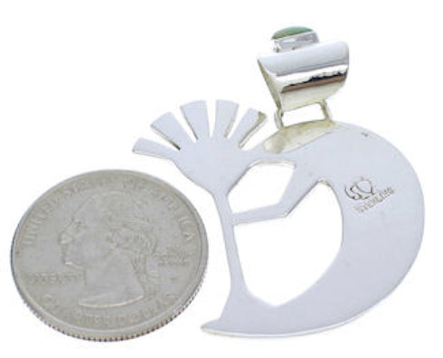 Southwest Kokopelli Turquoise Inlay Sterling Silver Pendant EX28675