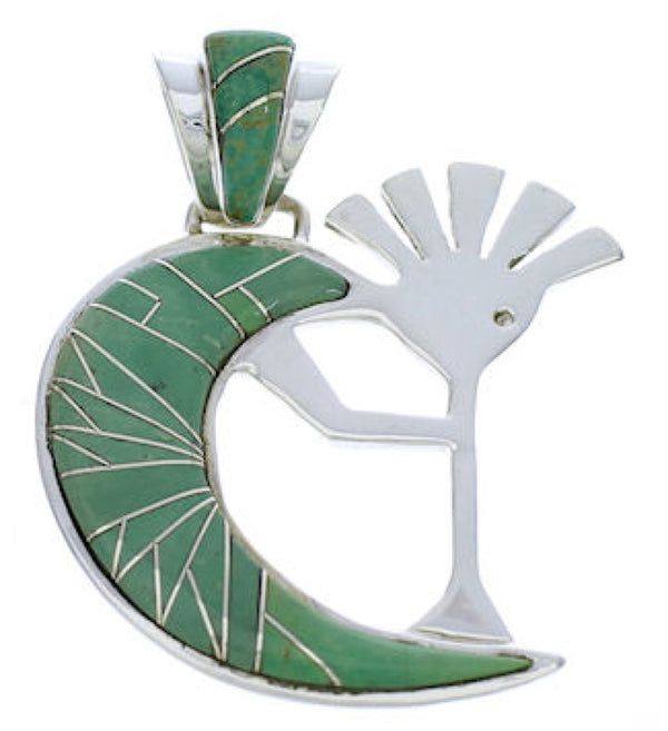 Turquoise Southwest Kokopelli Silver Slide Pendant EX28676