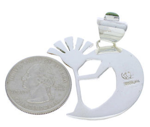 Turquoise Southwest Kokopelli Silver Slide Pendant EX28676