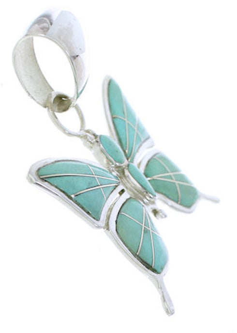 Southwestern Turquoise Inlay Jewelry Butterfly Pendant EX28695