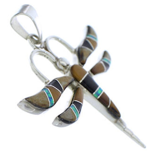 Multicolor Genuine Sterling Silver Dragonfly Southwest Pendant EX28719