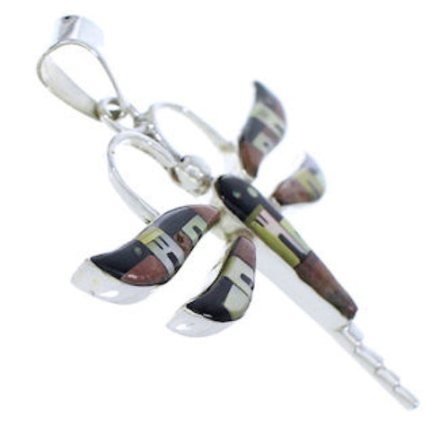 Southwest Multicolor Native American Design Dragonfly Pendant EX28721