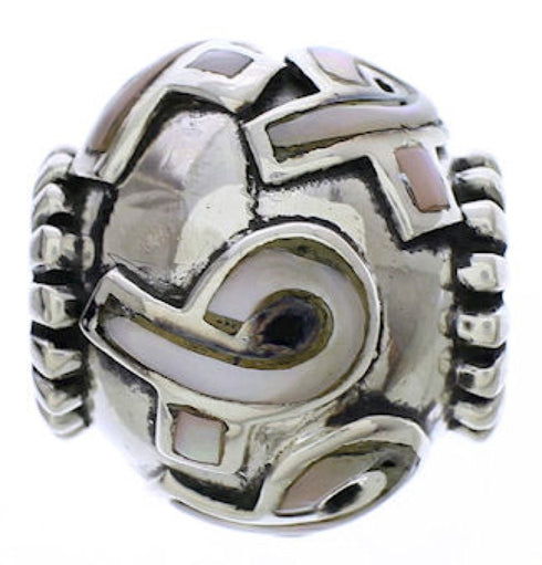 Genuine Sterling Silver Pink Shell Ribbon Bead Pendant EX28725