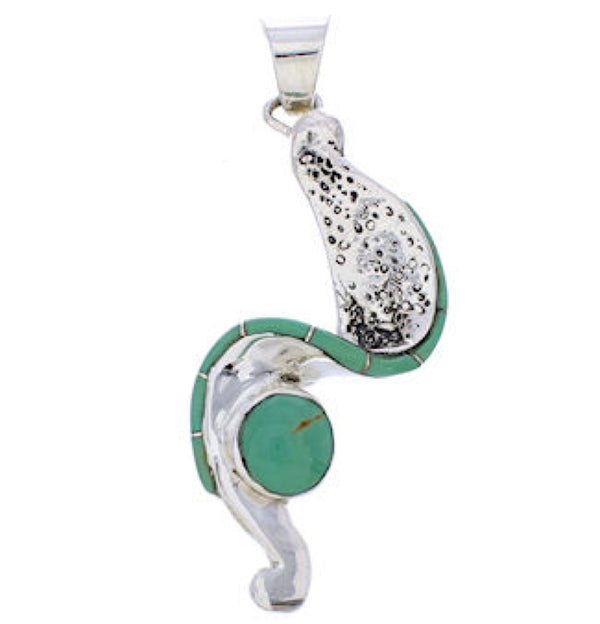 Genuine Sterling Silver Turquoise Pendant Jewelry EX28454