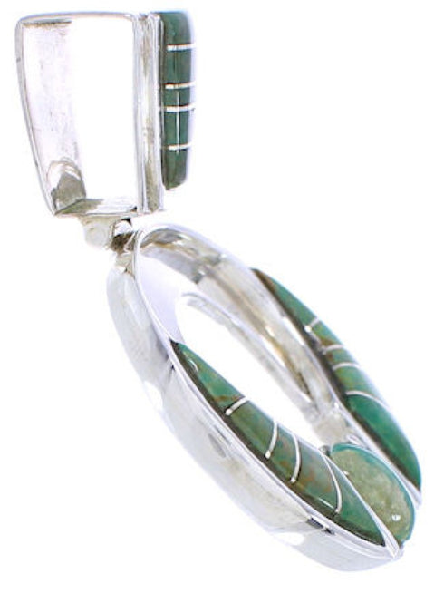 Turquoise Inlay Sterling Silver Southwest Pendant EX28462