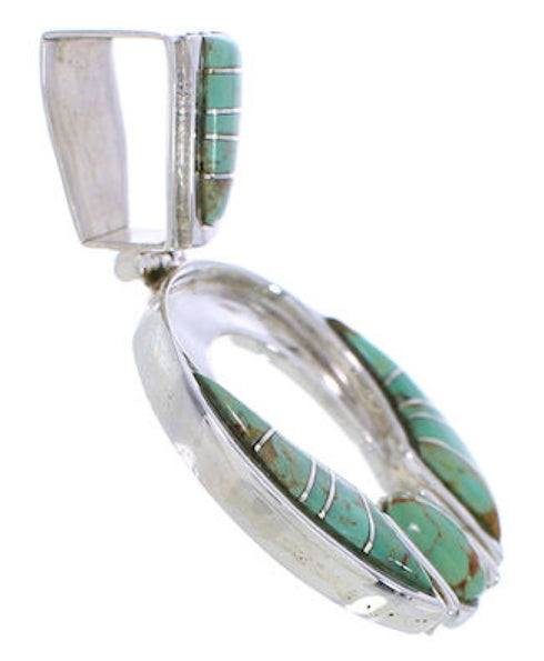 Southwest Turquoise Inlay Sterling Silver Jewelry Pendant EX28470