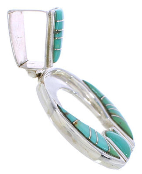 Turquoise And Sterling Silver Southwest Slide Pendant EX28471