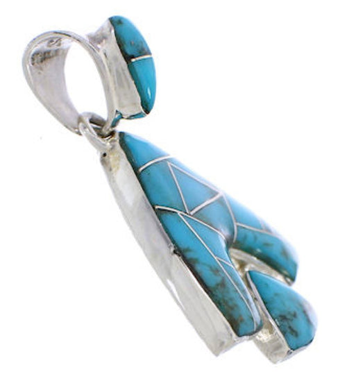 Sterling Silver Turquoise Inlay Southwest Reversible Pendant EX28481