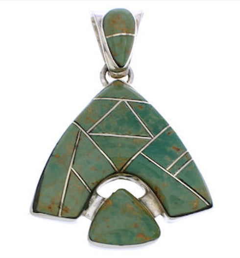 Genuine Sterling Silver Turquoise Reversible Pendant Jewelry EX28487