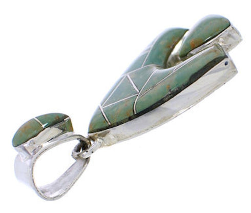 Genuine Sterling Silver Turquoise Reversible Pendant Jewelry EX28487