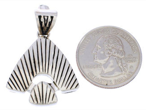 Genuine Sterling Silver Turquoise Reversible Pendant Jewelry EX28487