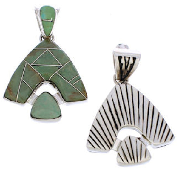 Turquoise Inlay Southwest Reversible Slide Pendant EX28497