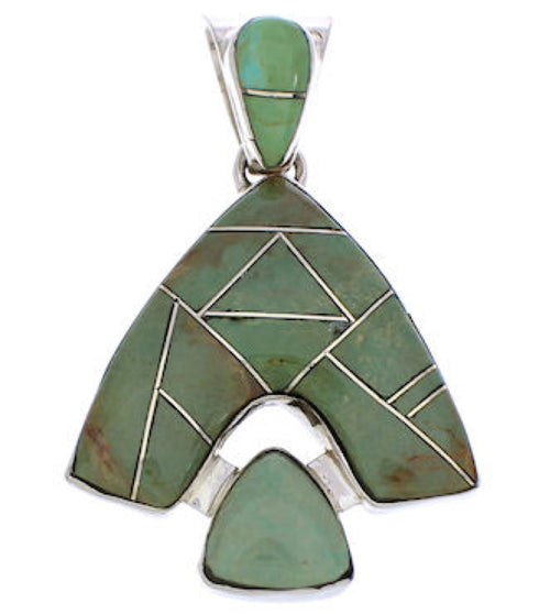 Turquoise Inlay Southwest Reversible Slide Pendant EX28497