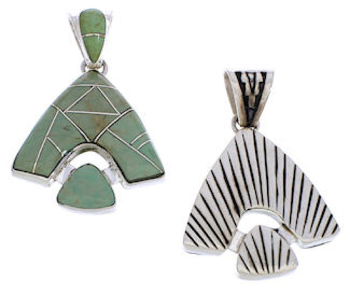Sterling Silver Reversible Turquoise Inlay Slide Pendant EX28499