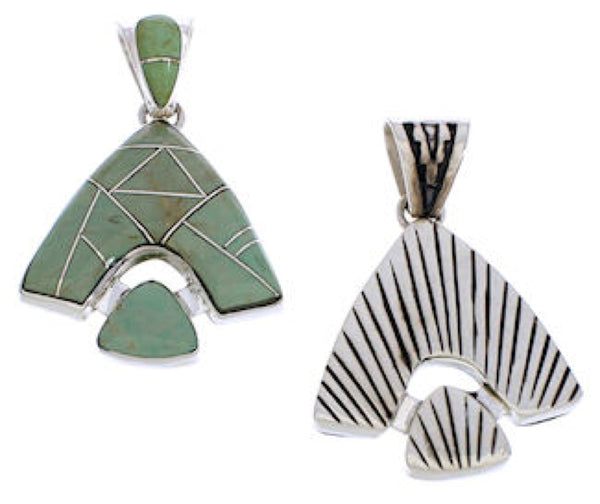 Sterling Silver Reversible Turquoise Inlay Slide Pendant EX28499
