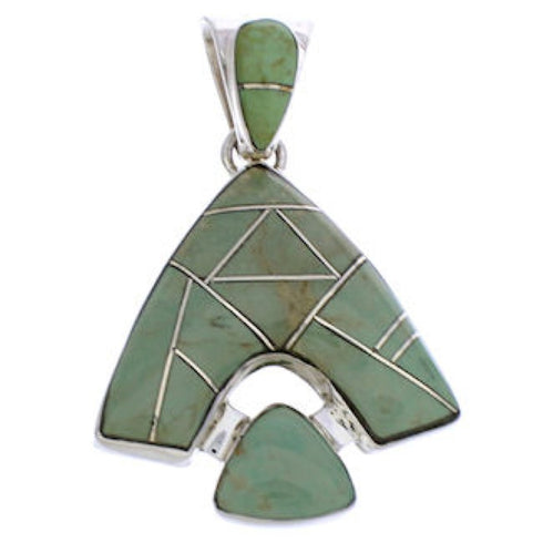 Sterling Silver Reversible Turquoise Inlay Slide Pendant EX28499