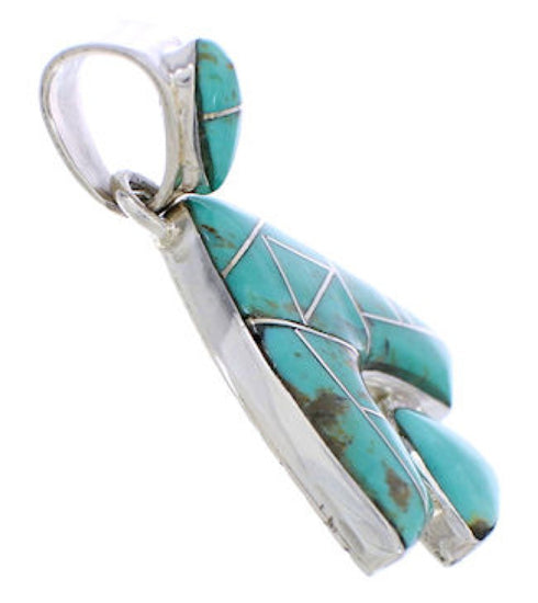 Sterling Silver Reversible Turquoise Slide Pendant Jewelry EX28501