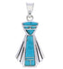 Turquoise Inlay Genuine Sterling Silver Slide Pendant EX28528