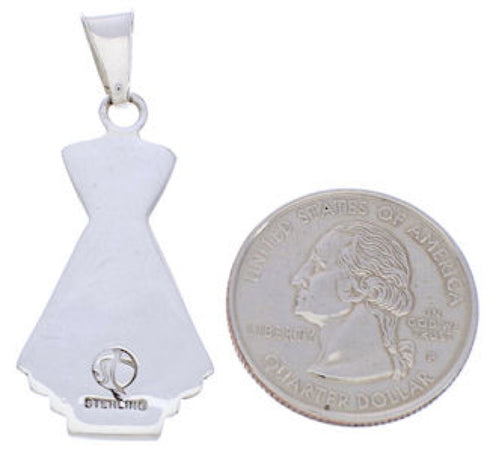 Turquoise Inlay Genuine Sterling Silver Slide Pendant EX28528