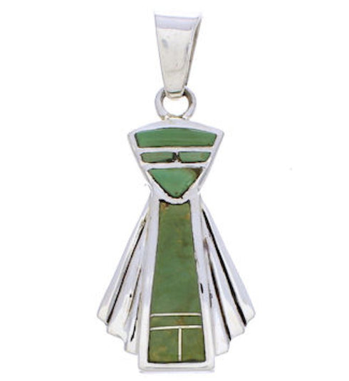 Turquoise Inlay Jewelry Genuine Sterling Silver Pendant EX28537