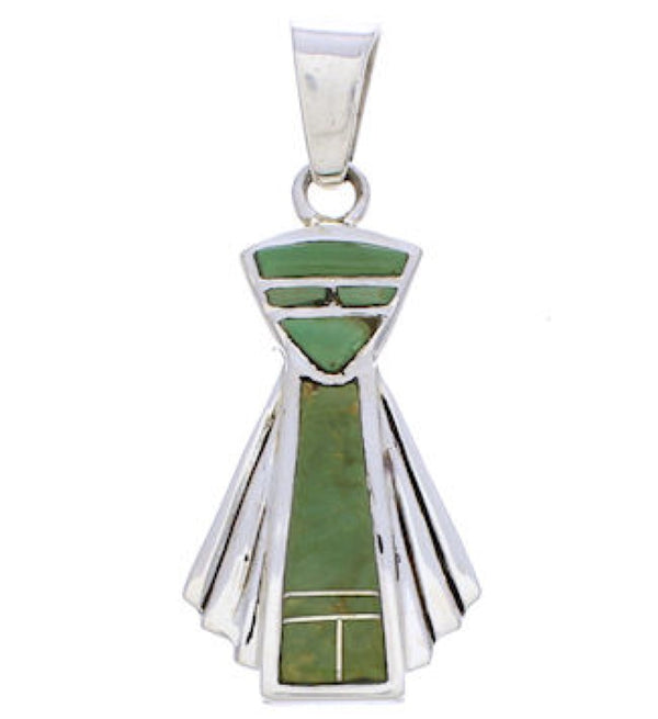 Turquoise Inlay Jewelry Genuine Sterling Silver Pendant EX28537