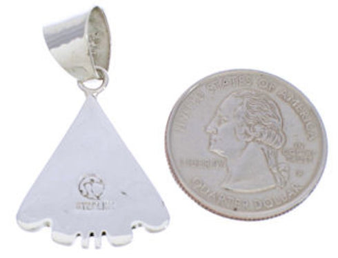 Genuine Sterling Silver Slide Pendant Turquoise Inlay Jewelry EX28548