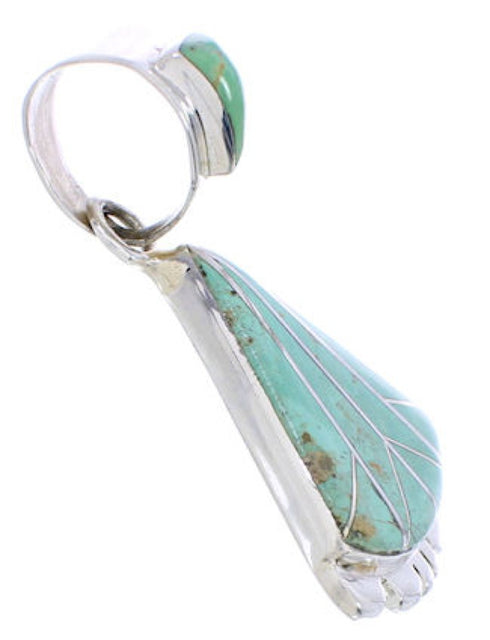 Southwest Turquoise Inlay Sterling Silver Slide Pendant EX28567