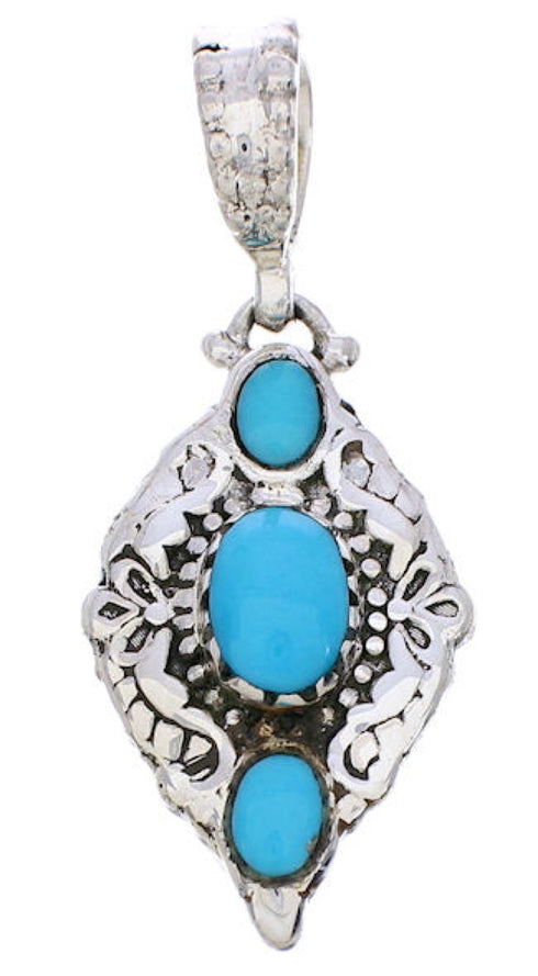 Turquoise Southwest Sterling Silver Reversible Slide Pendant EX28568