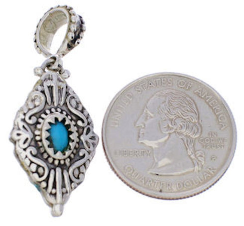 Turquoise Southwest Sterling Silver Reversible Slide Pendant EX28568