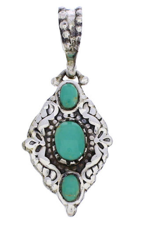 Turquoise And Genuine Sterling Silver Reversible Slide Pendant EX28574