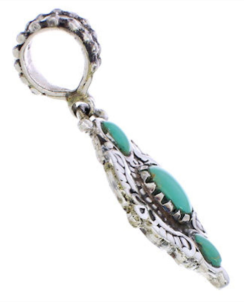 Turquoise And Genuine Sterling Silver Reversible Slide Pendant EX28574