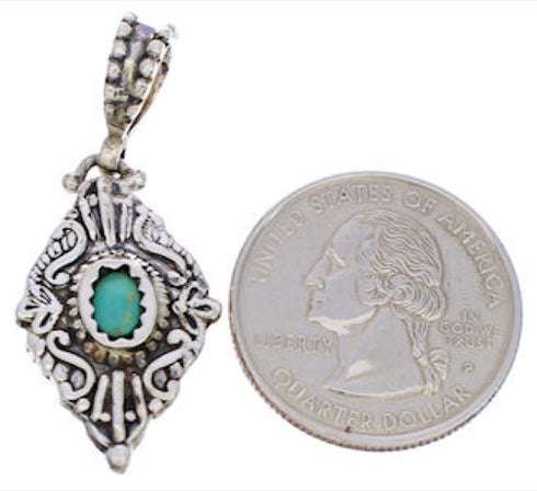 Turquoise And Genuine Sterling Silver Reversible Slide Pendant EX28574
