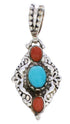 Coral And Turquoise Southwest Reversible Slide Pendant Jewelry EX28578