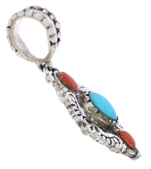 Coral And Turquoise Southwest Reversible Slide Pendant Jewelry EX28578