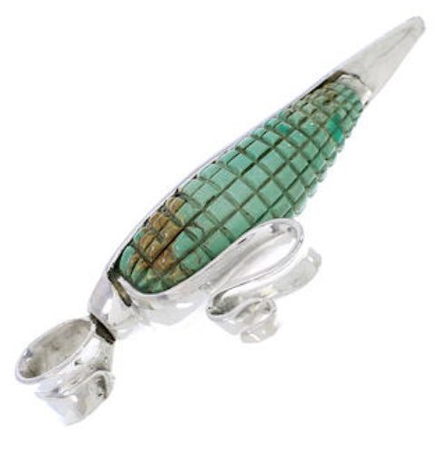 Corn Jewelry Turquoise Sterling Silver Reversible Pendant MW77546
