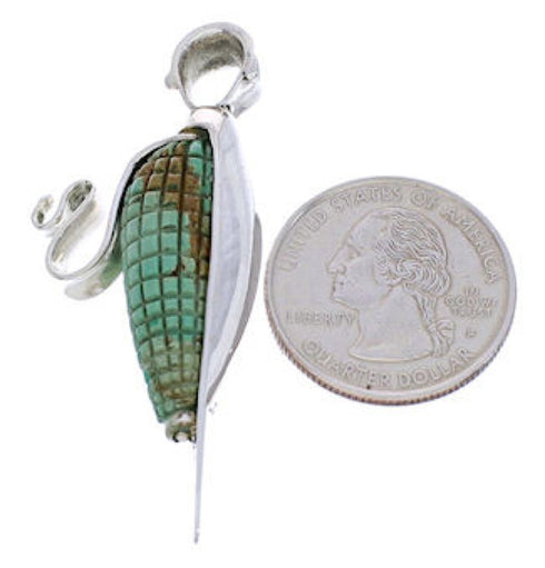 Corn Jewelry Turquoise Sterling Silver Reversible Pendant MW77546