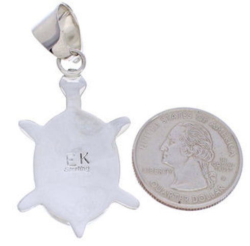 Native American Design Multicolor Silver Turtle Pendant MW77639