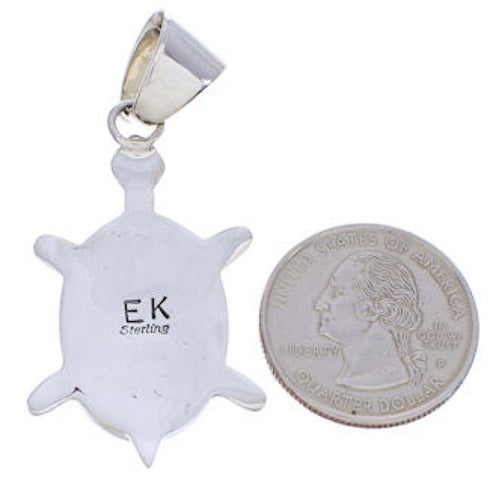 Native American Design Turtle Multicolor Silver Pendant MW77642