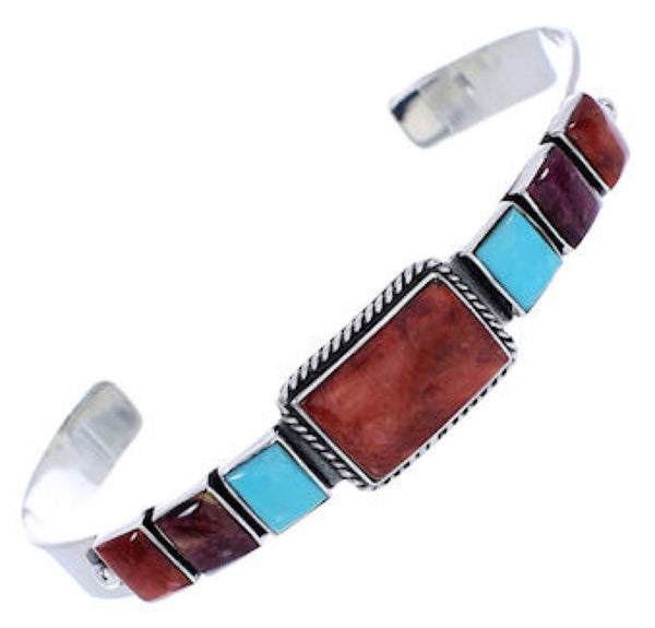Southwest Multicolor Sterling Silver Cuff Bracelet FX27643