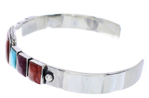 Southwest Multicolor Sterling Silver Cuff Bracelet FX27643