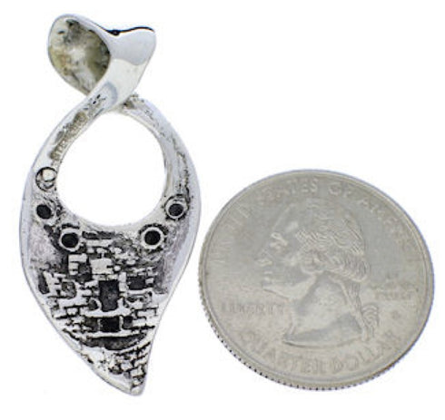 Silver Turquoise Native American Design Reversible Pendant PX30203