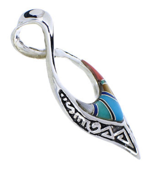 Silver Reversible Multicolor Southwestern Jewelry Pendant PX30214