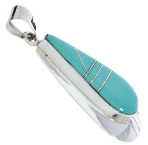 Southwest Sterling Silver Turquoise Inlay Pendant Jewelry PX30320