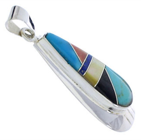 Sterling Silver Multicolor Inlay Southwest Jewelry Pendant PX30334